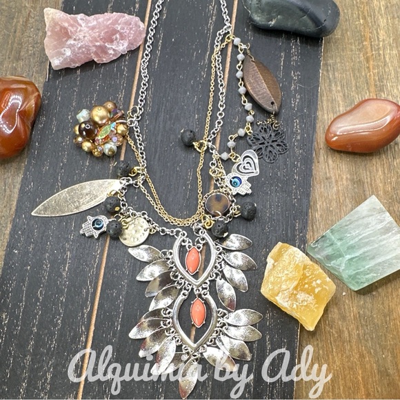Alquimia Jewelry - Maximalist pendants layered necklace bohemian handmade